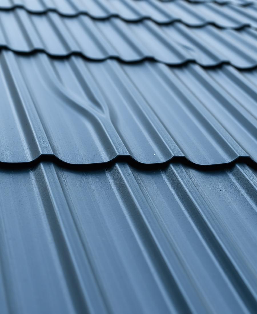 Standing seam metal roofing panels in slate gray